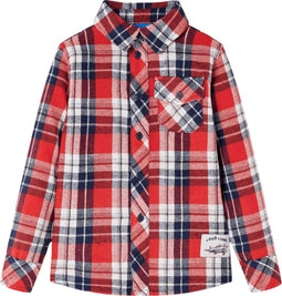 vidaXL-Kinderoverhemd-geruit-140-rood-en-marineblauw