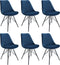Kick kuipstoel Velvet donkerblauw - zwart frame - set van 6