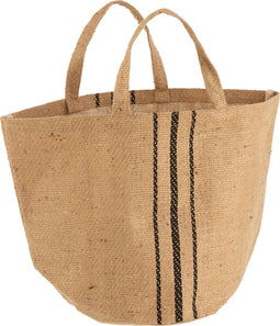 J-Line strandtas Streep - jute - zwart