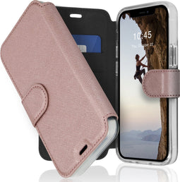 Accezz Hoesje Geschikt voor iPhone 12 Mini Hoesje Met Pasjeshouder - Accezz Xtreme Wallet Bookcase - Rosé Goud