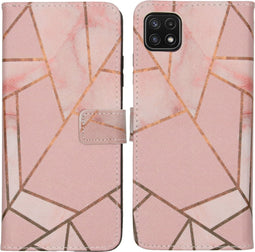 iMoshion Hoesje Geschikt voor Samsung Galaxy A22 (5G) Hoesje Met Pasjeshouder - iMoshion Design Softcase Bookcase - Roze / Meerkleurig / Pink Graphic