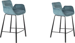 Zuiver Brit Counter Barkruk - Petrol - Velvet - Set van 2