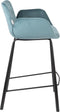 Zuiver Brit Counter Barkruk - Petrol - Velvet - Set van 2