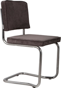 Zuiver eetkamerstoel Ridge Kink Rib Fluweel grijs 85 x 48 x 48 (2 stuks)