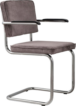 Zuiver Ridge Rib Eetkamerstoelen met armleuning Grijs - Set van 2