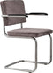 Zuiver Ridge Rib Eetkamerstoelen met armleuning Grijs - Set van 2