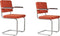 Zuiver Ridge Rib Eetkamerstoelen met armleuning Oranje - Set van 2