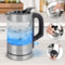 ProfiCook WKS 1228 G - Glazen waterkoker 0,5 liter - Roestvrij staal met blauwe led verlichting