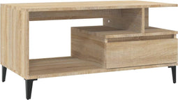 vidaXL - Salontafel - 90x49x45 - cm - bewerkt - hout - sonoma - eikenkleurig