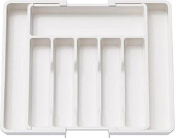 Ceruzo Verstelbare Bestekbak - Uitschuifbaar naar 8 Vaks - 33-57 x 38 x 5.5 cm - Wit
