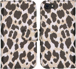 iMoshion Hoesje Geschikt voor iPhone SE (2022) / SE (2020) / 8 / 7 Hoesje Met Pasjeshouder - iMoshion Design Softcase Bookcase - Goud / Zwart / Golden Leopard