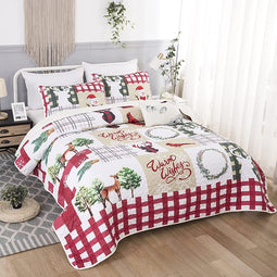 Kerst sprei dubbele grootte kerstboom en kerst herten patroon lichtgewicht coverlet kerstversiering