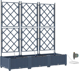 vidaXL - Tuinbakken - met - Water - Irrigatiesysteem - - - 3 - Stuks - - - Grijs