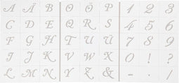 Letters en cijfers sjabloon, H: 20-30 mm, A5, 148x210 mm, 3 vel