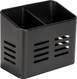Wenko Bestekmand Baco, Black Outdoor Kitchen mand van gepoedercoat metaal in elegant zwart voor bestek aan tafel, dankzij gaten in de bodem ook als afdruiprek te gebruiken, 16 x 13,5 x 9 cm