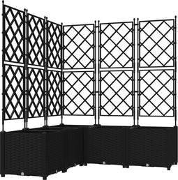 vidaXL - Tuinplanter - met - Trellis - 5 - stuks - Zwart - 120x120x143 - cm