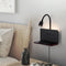 Wandlamp met stekker, 1,5 m kabel, USB + 15W draadloze oplader, flexibele zwanenhals leeslamp, 3 kle