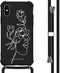 iMoshion Hoesje Geschikt voor iPhone Xs / X Hoesje Met Koord - iMoshion Design Hoesje met Koord - Wit / Zwart / Woman Flower Black