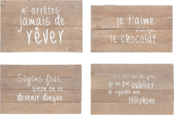 J-Line wanddecoratie Positief - hout - naturel - 4 stuks