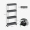 Klihome serveerwagen - keukentrolley 4 lagen - op wielen - grijs - 39 x 83,5 x 12,5 cm
