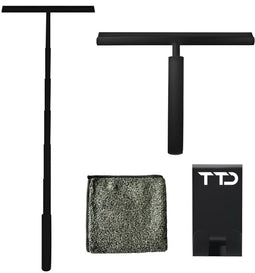 TTD® Douchewisser 2-in-1 - Uitschuifbare Lange Steel 97 cm - Siliconen Wisserblad - Ergonomisch - Zwart