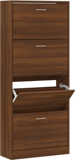 vidaXL - Schoenenkast - 63x24x147 - cm - bewerkt - hout - bruin - eikenkleur