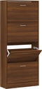 vidaXL - Schoenenkast - 63x24x147 - cm - bewerkt - hout - bruin - eikenkleur