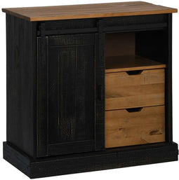 vidaXL - Dressoir - HALDEN - schuifdeur - zwart - 80x40x80 - cm - massief - hout - grijs