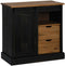 vidaXL - Dressoir - HALDEN - schuifdeur - zwart - 80x40x80 - cm - massief - hout - grijs