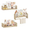 Woltu Kinder Wandplank Set van 3 - Massief Hout - 40 cm - Met Houten Kralen - Veilig en Praktisch