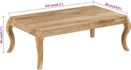 vidaXL - Salontafel - 116x66x41 - cm - massief - mangohout