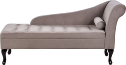 PESSAC - Chaise longue - Taupe - Rechterzijde - Fluweel
