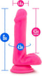 Blush - Neon dildo met scrotum 15 cm dual density - Roze