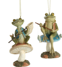 Kurt s. Adler - 4.25 inch Resin Frog Wearing Teal & Terracotta Colo...