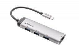 Verbatim USB-C-hub - Multiport Adapter - 4x USB 3.2 Gen 1 poorten - Grijs
