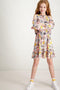 Garcia Meisjes Jurk - Lange mouwen - Tropische print - Neon orange