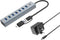 Conceptronic HUBBIES21GP - 7-Port USB 3.0 Hub - USB-A x 7 met stroomadapter - Grijs