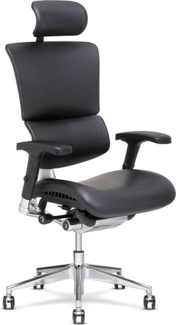 X-Chair bureaustoel X4 echt leer Zwart met hoofdsteun