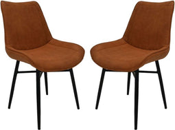Eetkamerstoel Denver set van 2 - 55x63x85 - Tangarine/zwart - Polyester/metaal