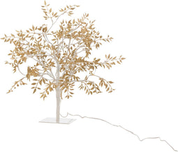 J-Line decoratie boom Blaadjes Glitter - metaal - goud - small - LED lichtjes