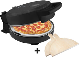 Bestron Turbo Pizzaoven - Elektrische pizzaoven 320°C - Pizzasteen en 2 houten spatels - Matzwart