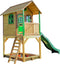 AXI Sarah Speelhuis in Bruin/Groen - Met Verdieping, Zandbak en Groene Glijbaan - Speelhuisje voor de tuin / buiten - FSC hout - Speeltoestel voor kinderen