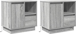 vidaXL - Nachtkastjes - met - LED - - - Set - van - 2 - - - Grijs - Sonoma - - - 50x34,5x50 - cm