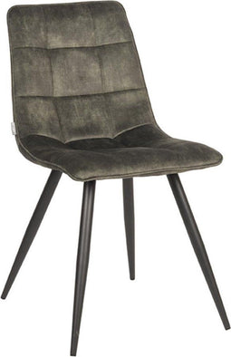 LABEL51 Jelt Eetkamerstoel - Groen - Velvet - Black Frame - Stoel - Normale eetkamerstoel