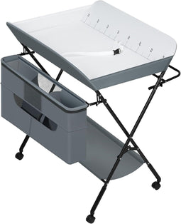 Woltu Opvouwbare Babyverschoontafel - Hoogte Verstelbaar - Grijs 80 x 66 x 103 cm