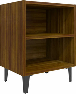 vidaXL - Nachtkastje - met - metalen - poten - 40x30x50 - cm - bruin - eikenkleur