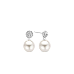 TI SENTO Dames Oorbellen - 925 zilver - Wit parel - 7721PW