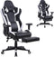 Gamestoel Tornado relax bureaustoel - met voetsteun - ergonomisch verstelbaar - zwart wit