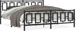 vidaXL - Bedframe - met - voetbord - zonder - matras - metaal - zwart - 180x200 - cm