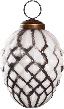 PTMD Ada Kerstbal Antiek - H7 x Ø7 cm - Glas - Zilver/wit